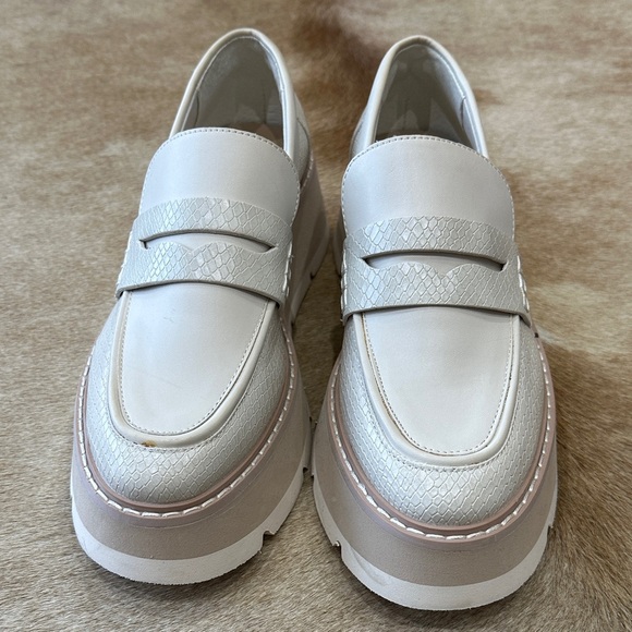 Dolce Vita Cream Platform Loafers - Picture 2 of 7